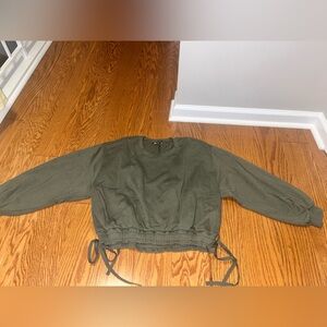 Zara Dark Green Crew Neck Top